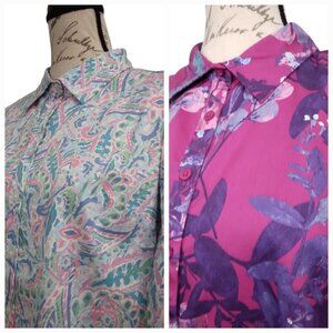Appleseed's | NWOT Bundle of 2 Floral Cotton Button Up Blouse | Size 8P